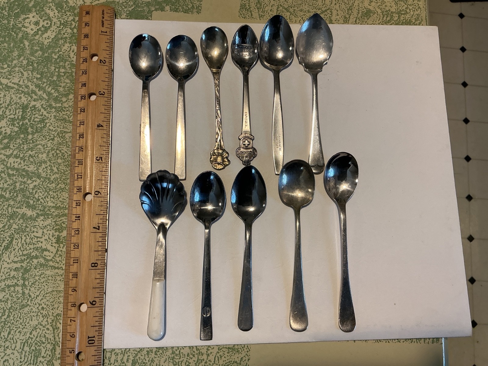 Lot of 11 Vint. Souvenir Collector Spoons BOAC,ROLEX,ENGLAND,NARCIS,HENRY,HOTEL