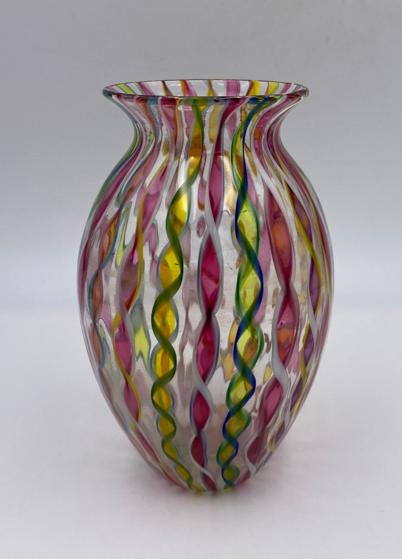 Art Glass Hand Blown Striped 6.75\ Art Glass Hand Blown Striped 6.75\