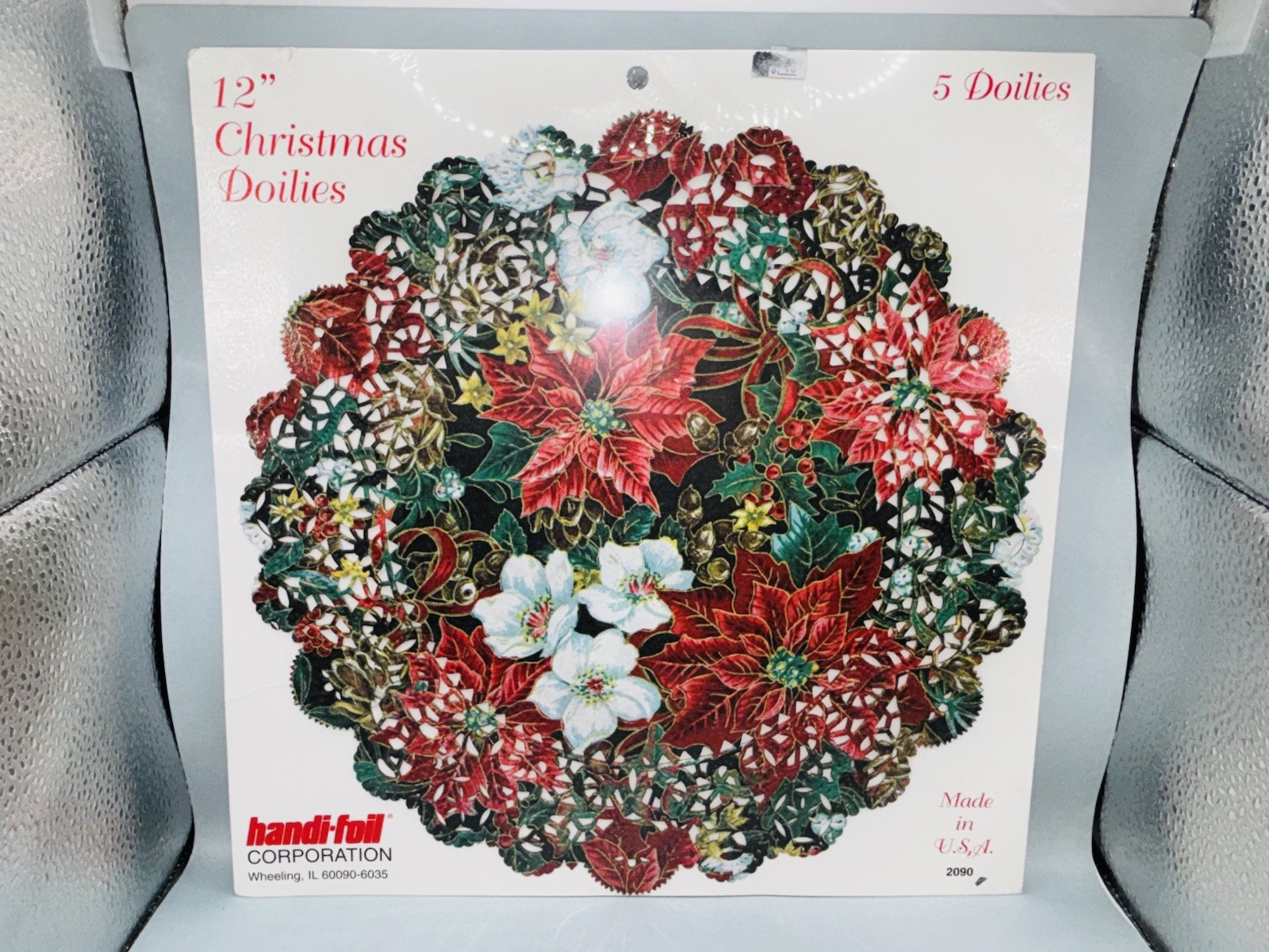 VTG Handi-Foil Corporation Poinsettias 12” Paper Christmas Doilies NOS