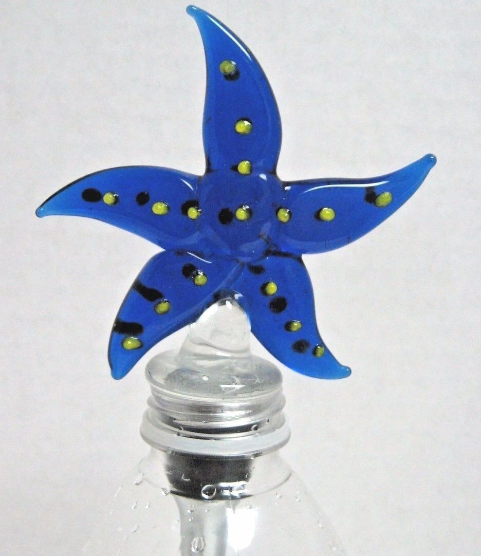 New starfish ART GLASS wine bottle stopper HAND CRAFTED