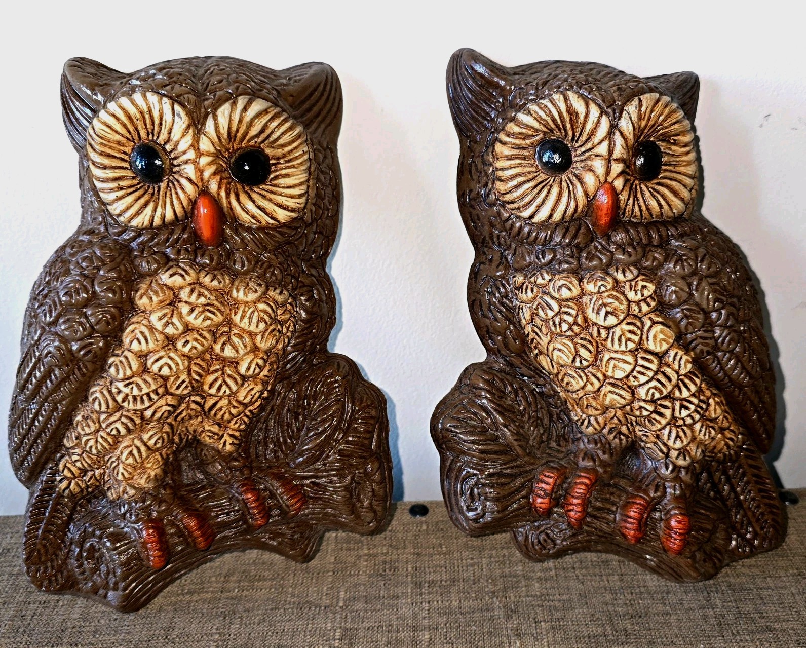 Vtg 2 Pc Set Home Interior Homco Horned Owls Wall Plaques Hanging Decor 1970s Vtg 2 Pc Set Home Interior Homco Horned Owls Wall Plaques Hanging Decor 1970s