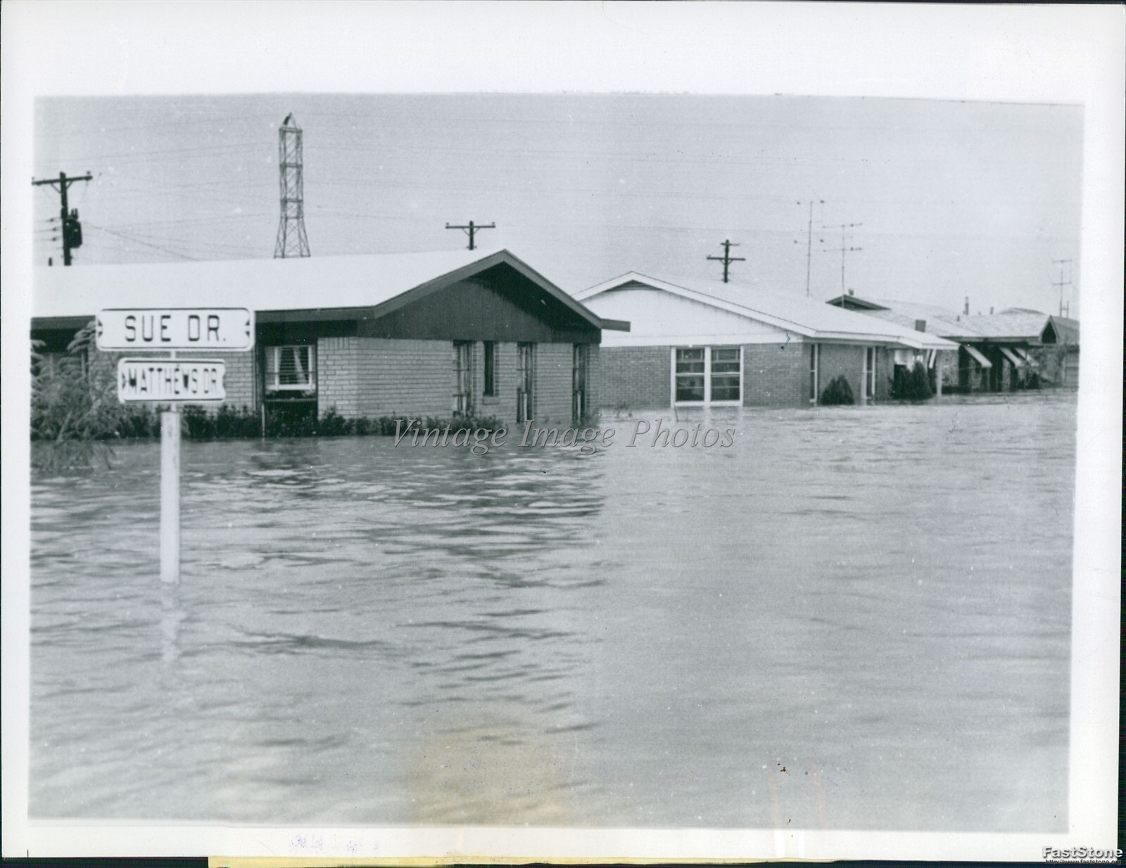 1957 Richland Hills Ft Worth Tx Inundated By Fossil Creek Disasters Photo 7x9