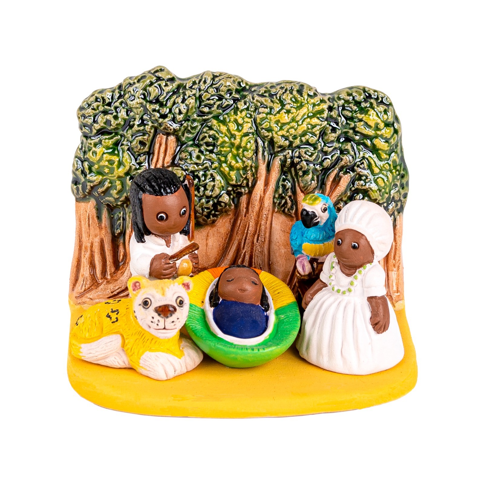 Brazilian Nativity Handmade Clay 3.3in Brazil Amazon Rainforest Jungle Art Set