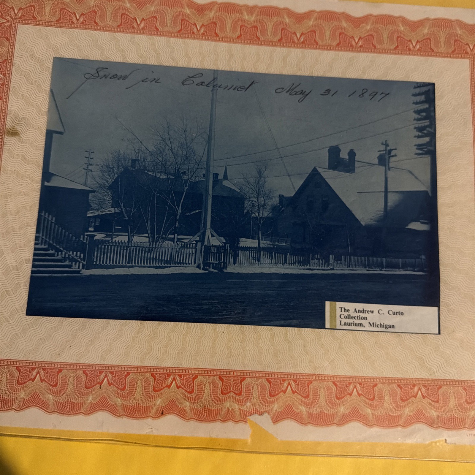 Rare Blue Tone Photograph Calumet Michigan Andrew Curto Collection G6