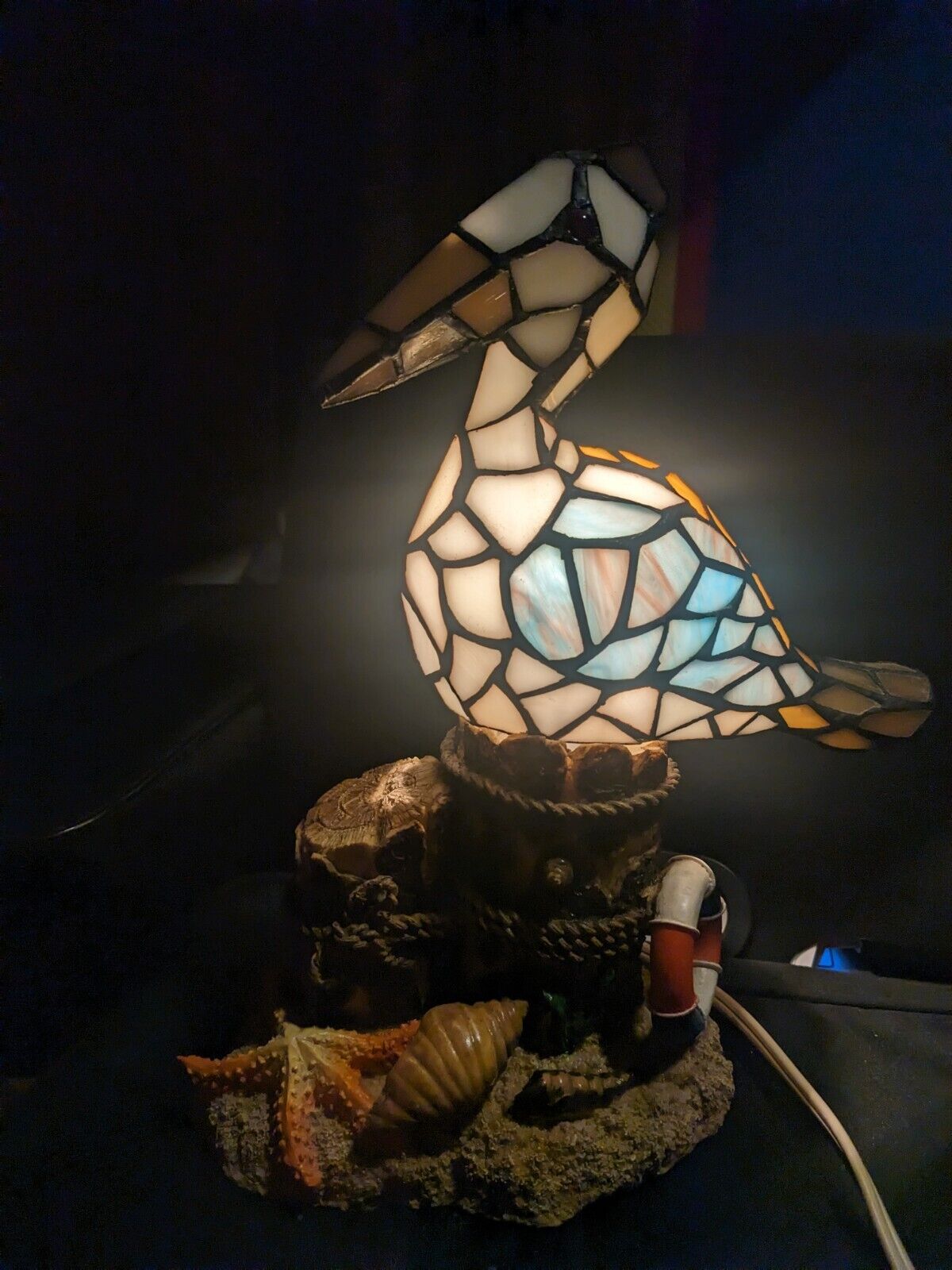 Vintage Pelican Stained Glass Light
