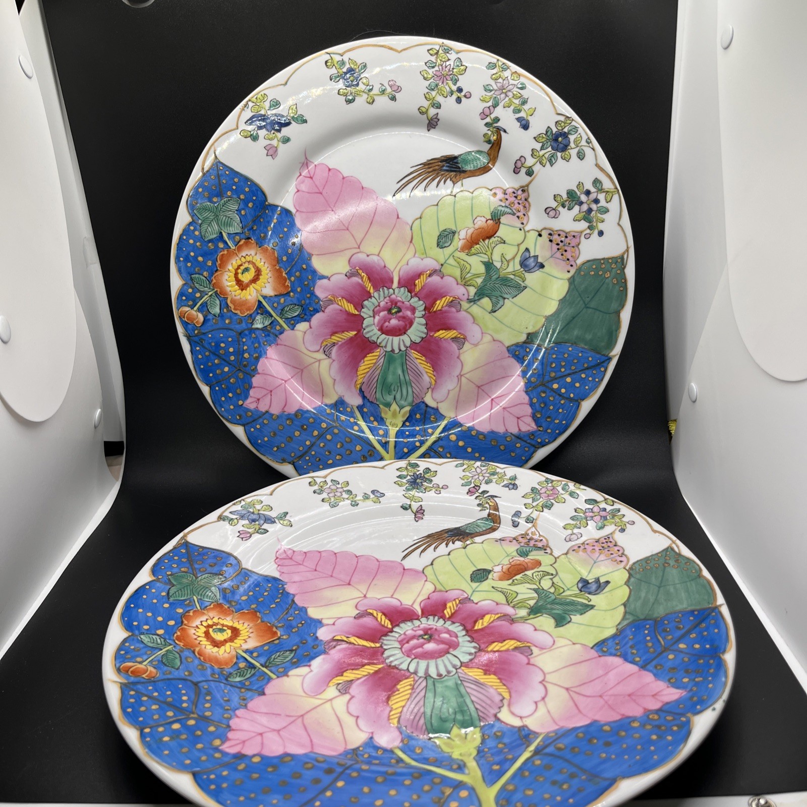 Vintage/Antique Chinese Export Tobacco Leaf Porcelain 12 Inch Plate/Platter