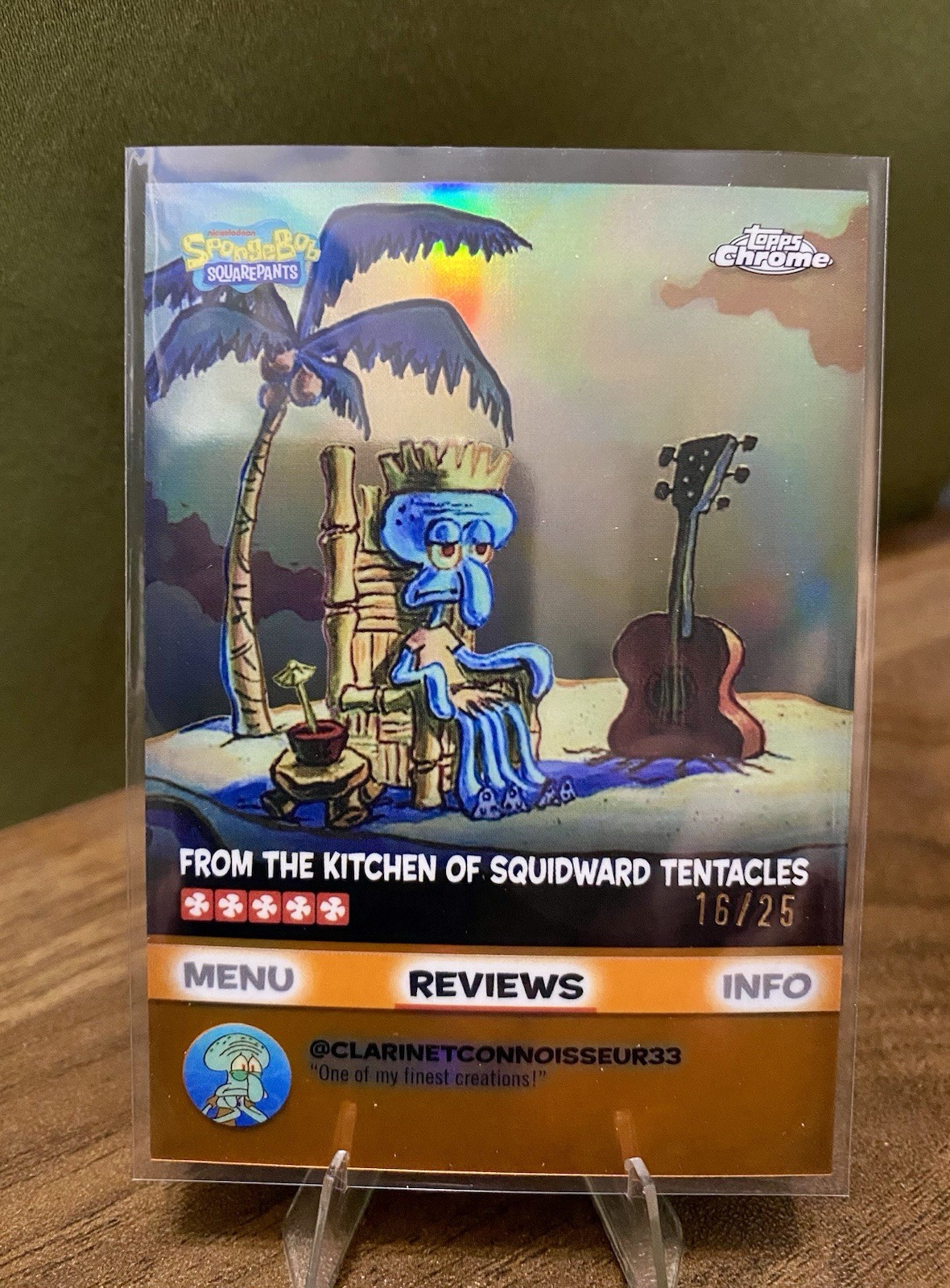Topps Chrome SpongeBob 2025 Kelp Reviews From The Kitchen of Squidward /25 SP Topps Chrome SpongeBob 2025 Kelp Reviews From The Kitchen of Squidward /25 SP