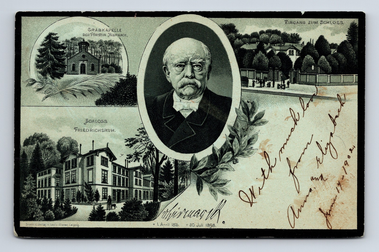1902 Otto Von Bismark Schloss Friedrichsruh Grabkapelle Eingang Germany Postcard