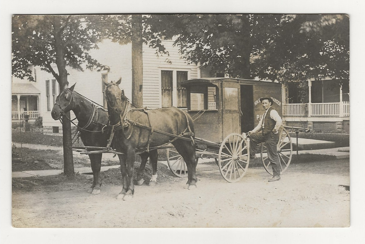 SUPER   Circa 1910 RPPC - Horse Drawn Milk Wagon, NEWARK, Ohio.