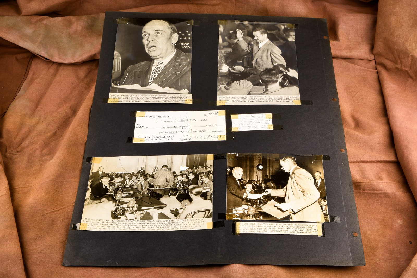 Howard Hughes Senate Hearings 18¾x23 1947 4 AP Wire Photos Display V34