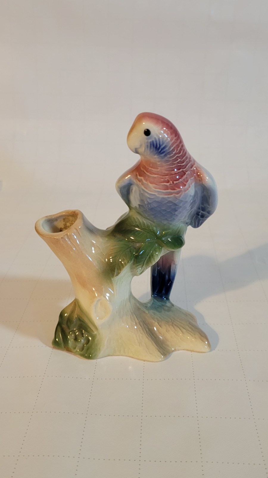 Royal Copley figural parrot bud vase figurine hand-painted, heavy glaze finish Royal Copley figural parrot bud vase figurine hand-painted, heavy glaze finish