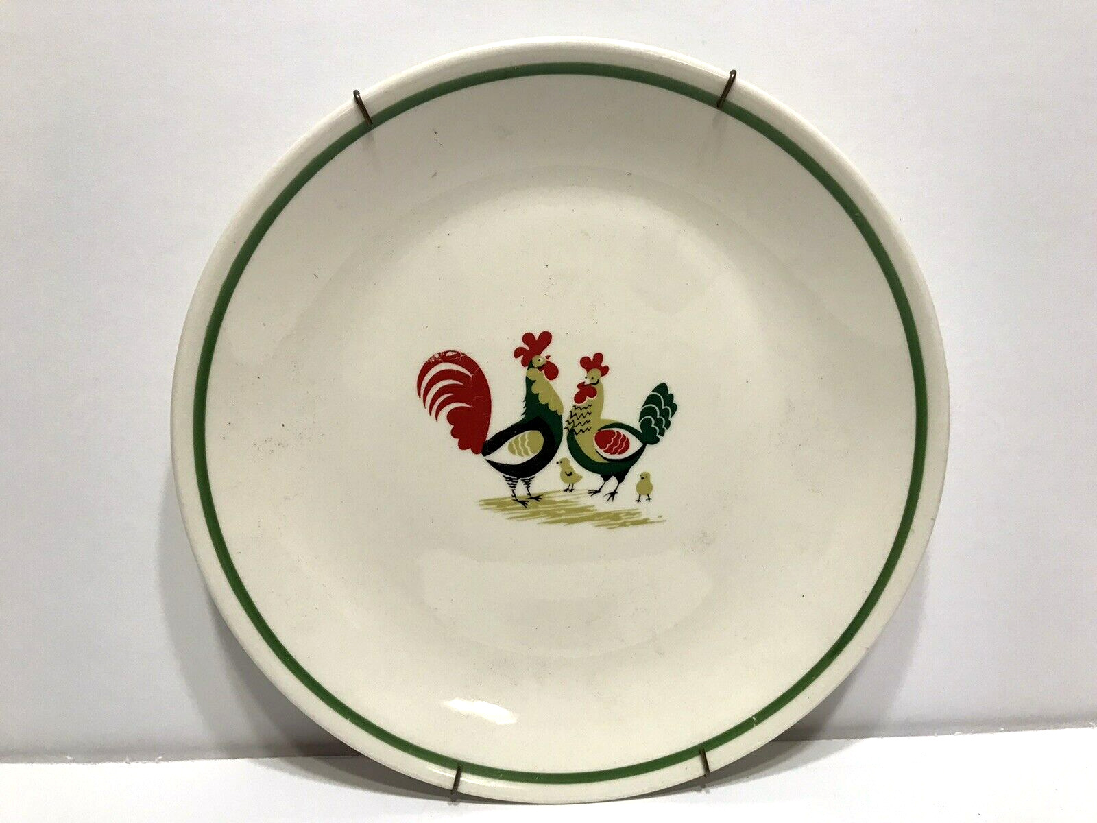 Vintage Steubenville Horizon Farmhouse Rooster Plate with Wall Hanger