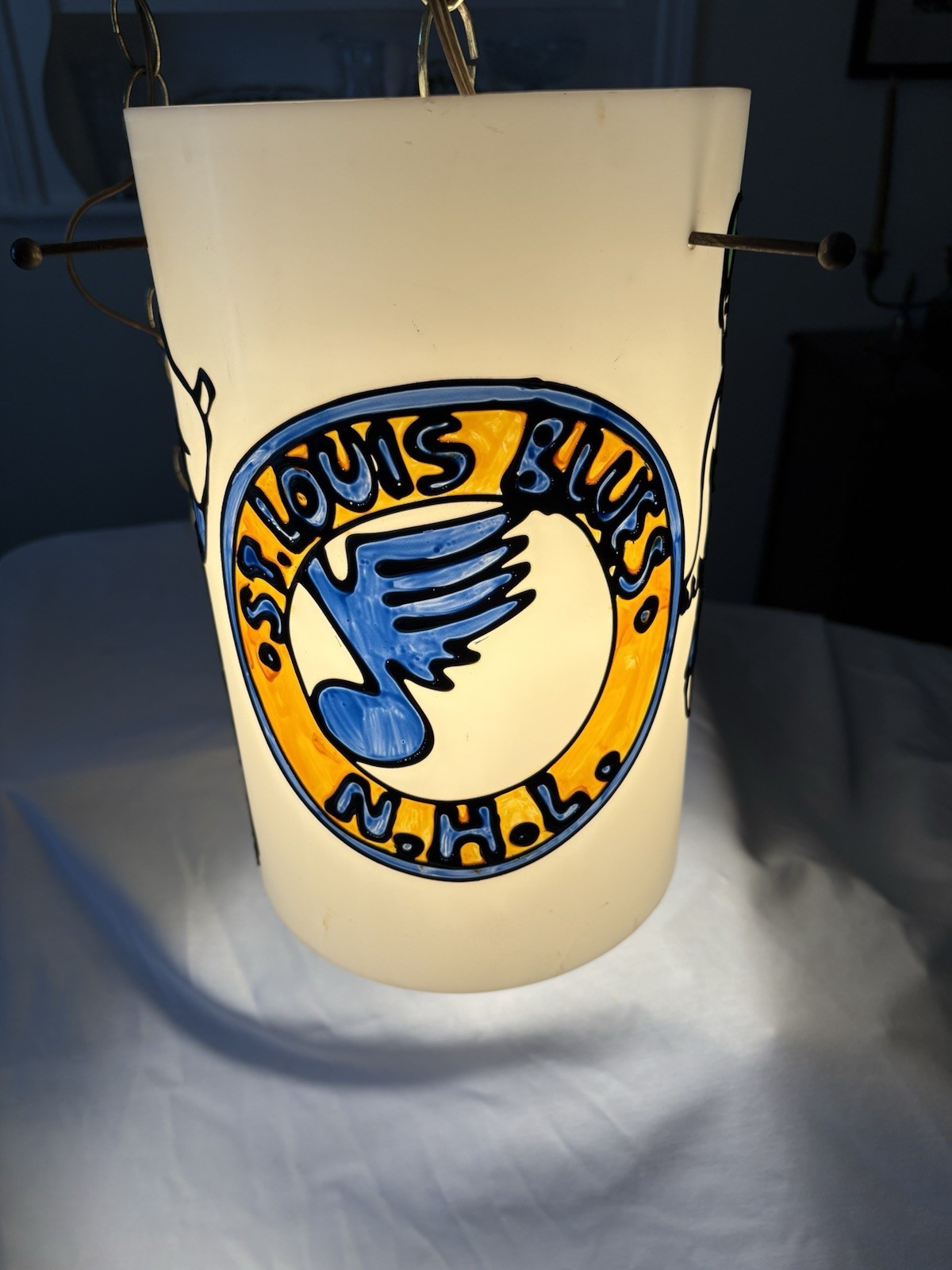 Vintage St. Louis Blues NHL MCM Swag Chain Hanging Lamp Plug In Works Great 