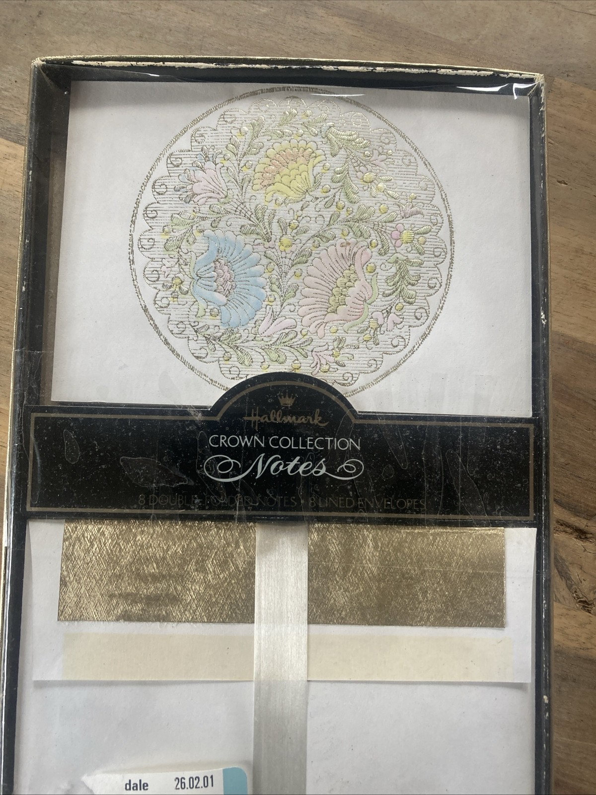 VTG NOS Gold Floral Hallmark Crown Collection Silver 8 Notes 8 Envelopes RARE