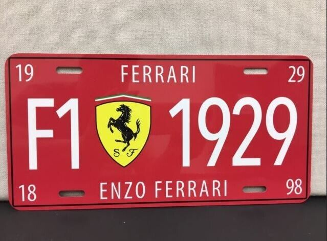 Enzo Ferrari Car  US Aluminum License Plate Collectors Tribute Memorabilia F1