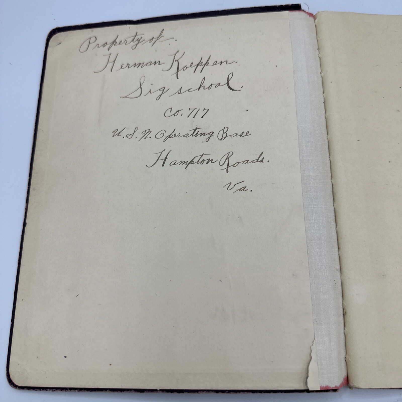 Original Circa  1918-1925 US NAVY Operating Base Signal School Handwritten
