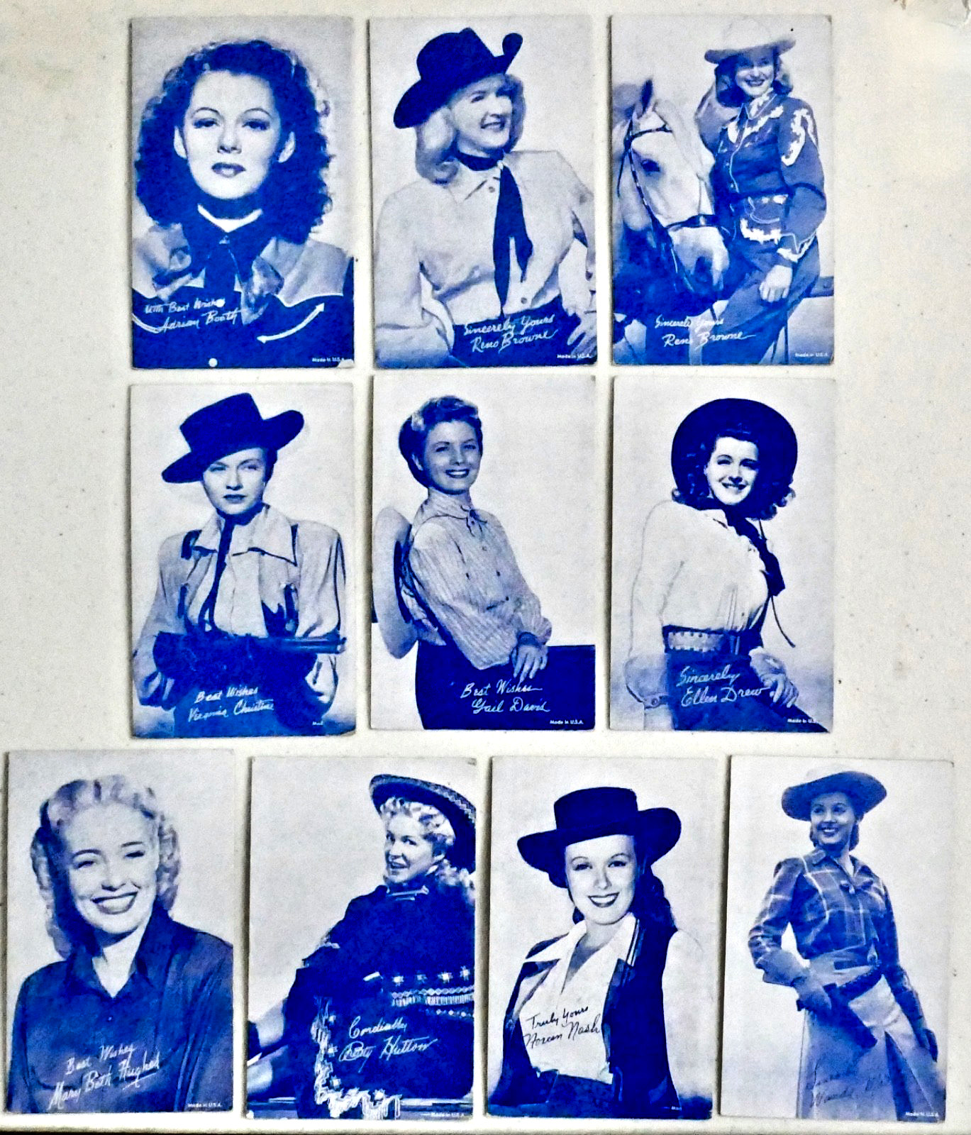Vintage 1950s Lot 10 POPULAR COWGIRLS Arcade Cards RENO BROWNE GAIL DAVIS & more