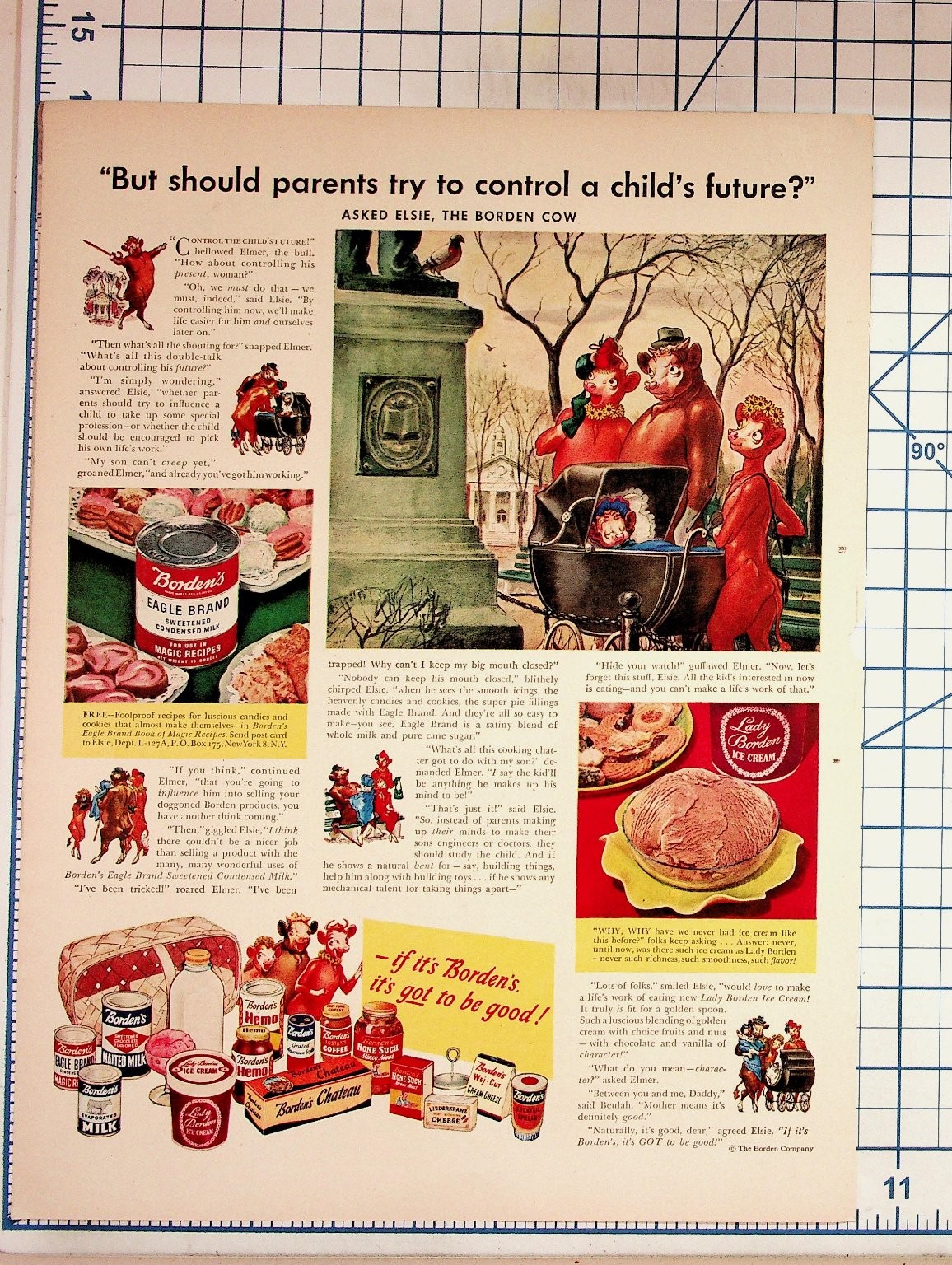 Vintage Borden's Elsie the Cow Magazine Ad Ephemera 1940s-50s Food