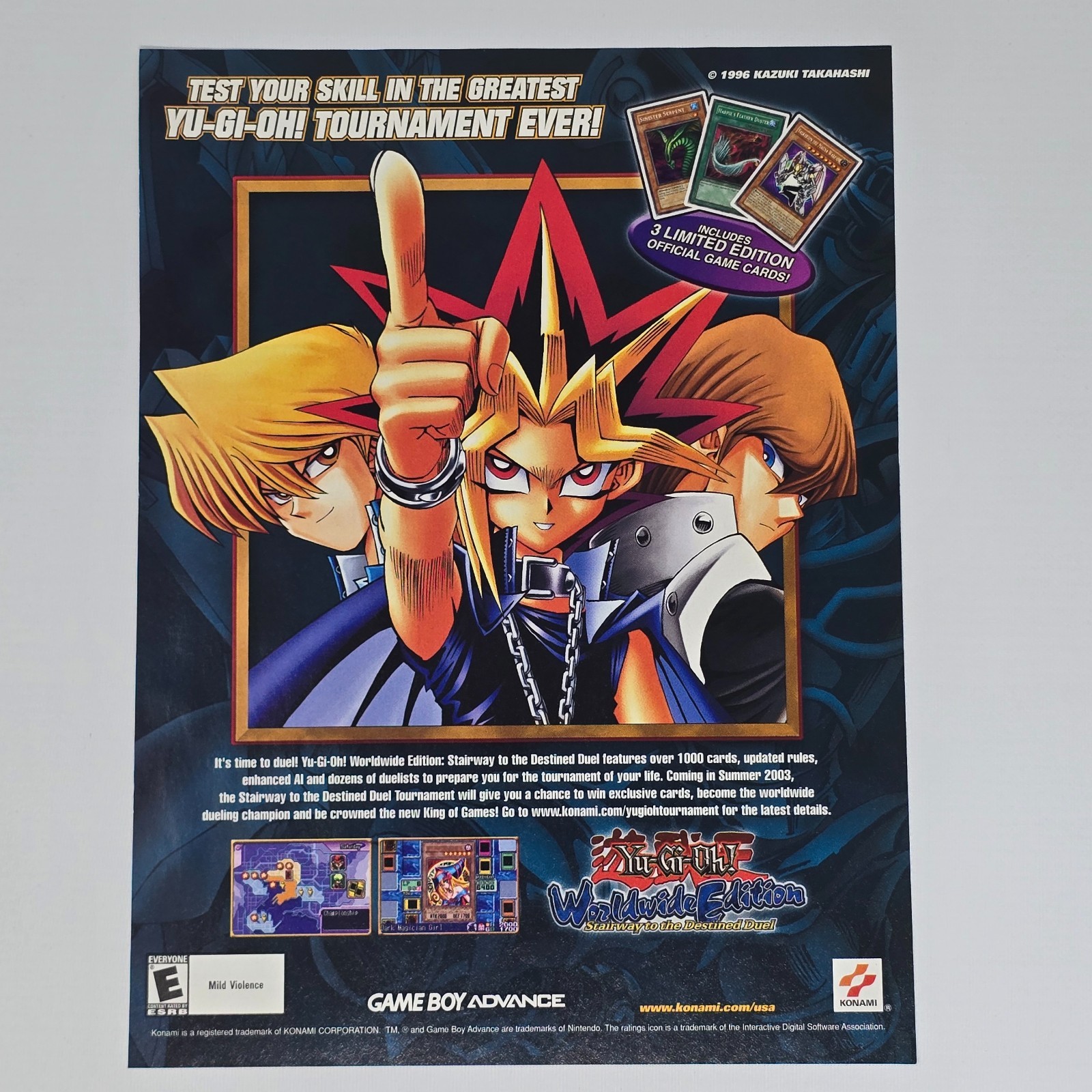 Yu GI Oh Worldwide Edition Game Boy Advance Authentic Magazine Ad