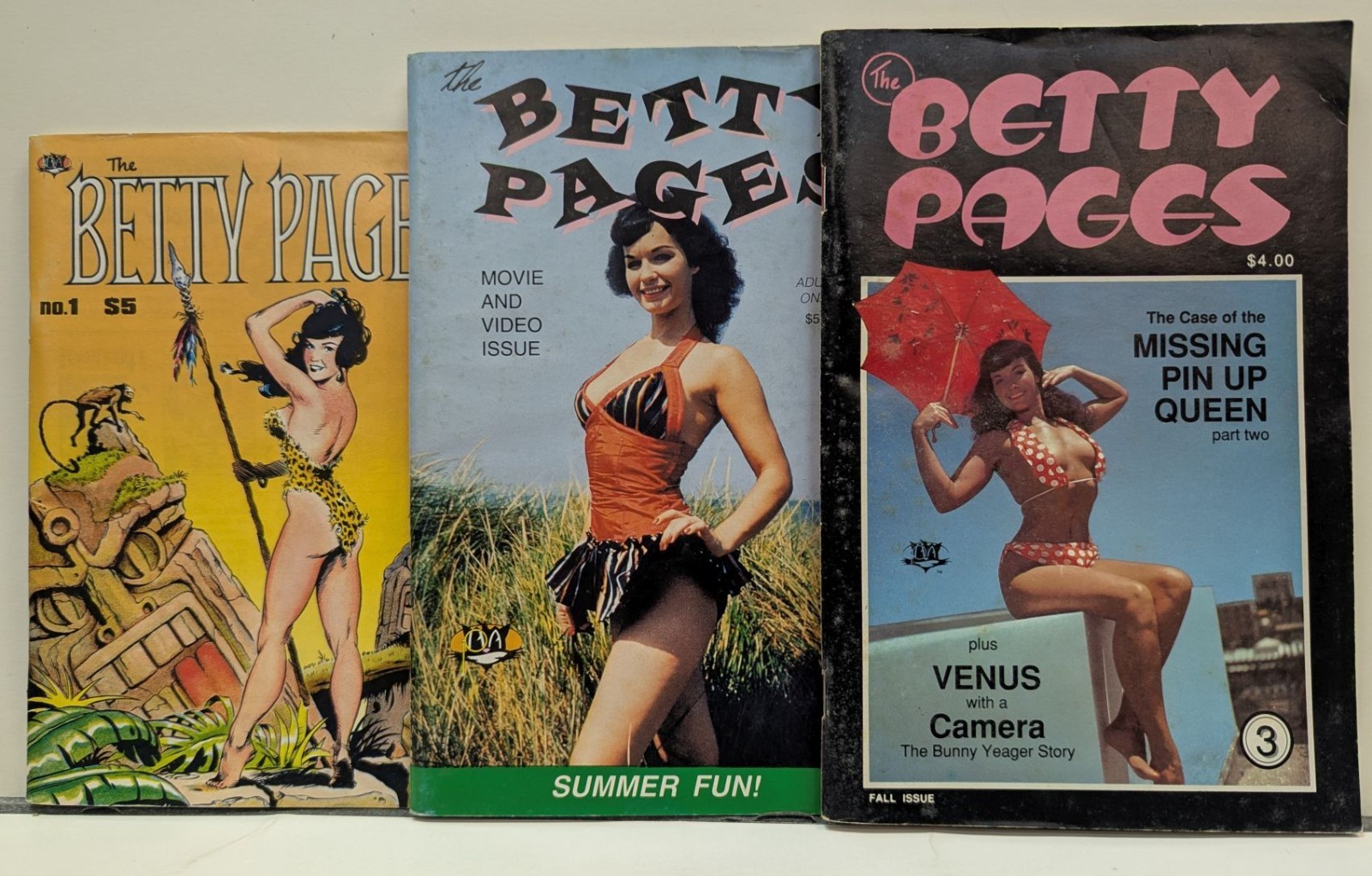 THE BETTY PAGES DIGESTS VOLUME 1 2 3 PIN UPS ARTICLES DAVE & BRINKE STEVENS