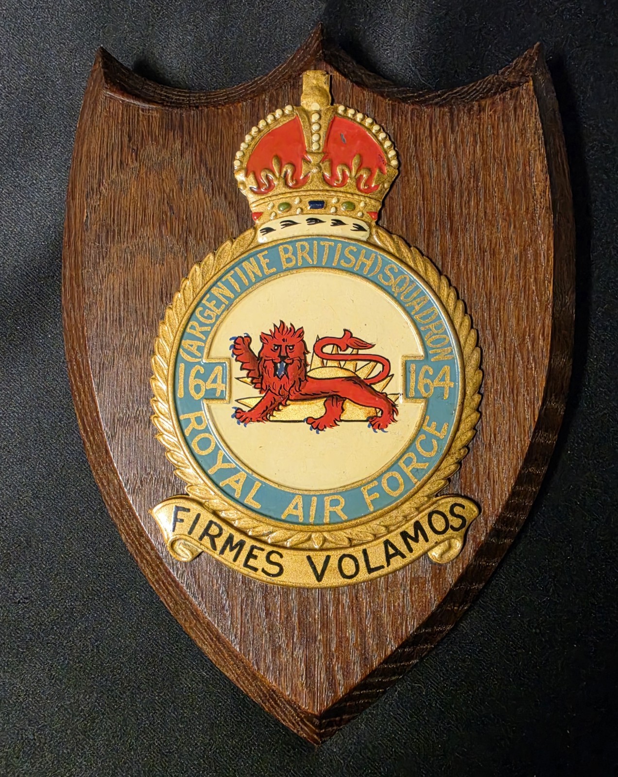 WWII RAF No 164 Argentine British Squadron Wall Plaque Crest TM Lewin London