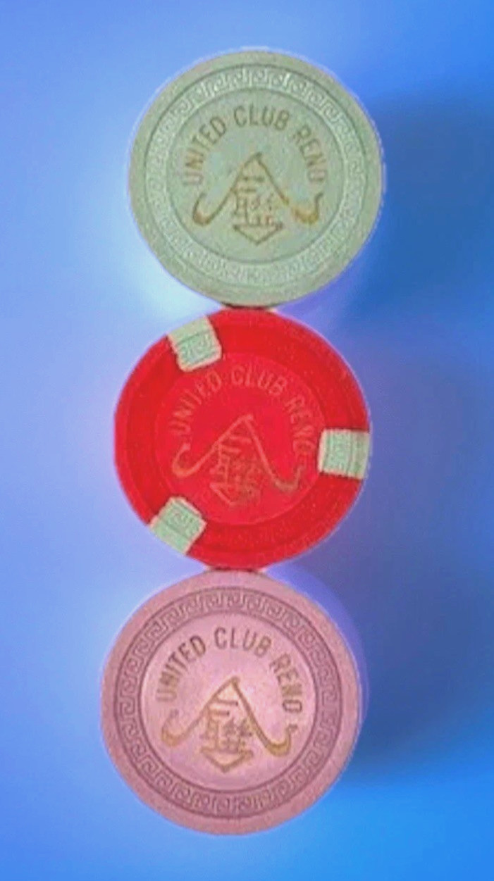 3 pcs, .10, .25, 1.00 UNITED CLUB CASINO CHIP -POKER CHIP RENO NEVADA 3 pcs, .10, .25, 1.00 UNITED CLUB CASINO CHIP -POKER CHIP RENO NEVADA