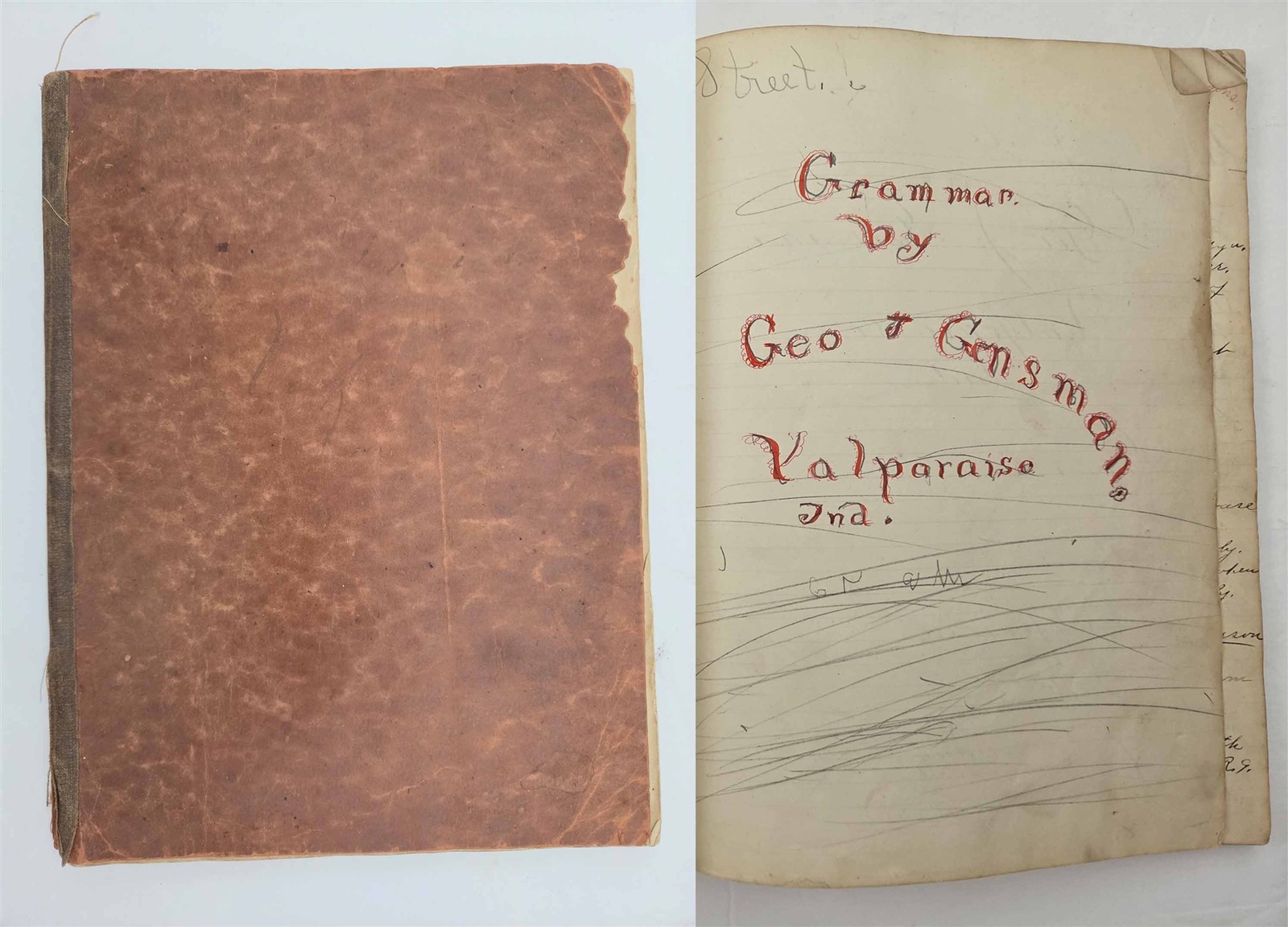 1882 antique NORTHERN INDIANA NORMAL SCHOOL valparaiso GEO GENSMAN handwritten