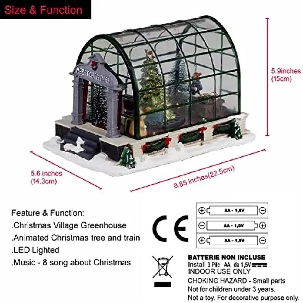 Lighted Christmas Village Greenhouse Animated Musical Collectible Holiday Decor Lighted Christmas Village Greenhouse Animated Musical Collectible Holiday Decor