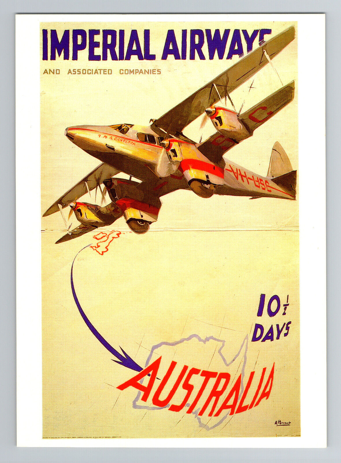 1980s Imperial Airways to Australia Vintage Airline Postcard