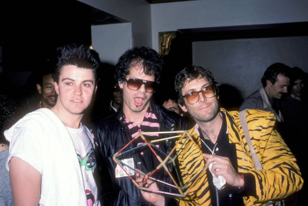 Singer Al Stewart musician Stephen Bishop greet singer Paul Young - Old Photo 1