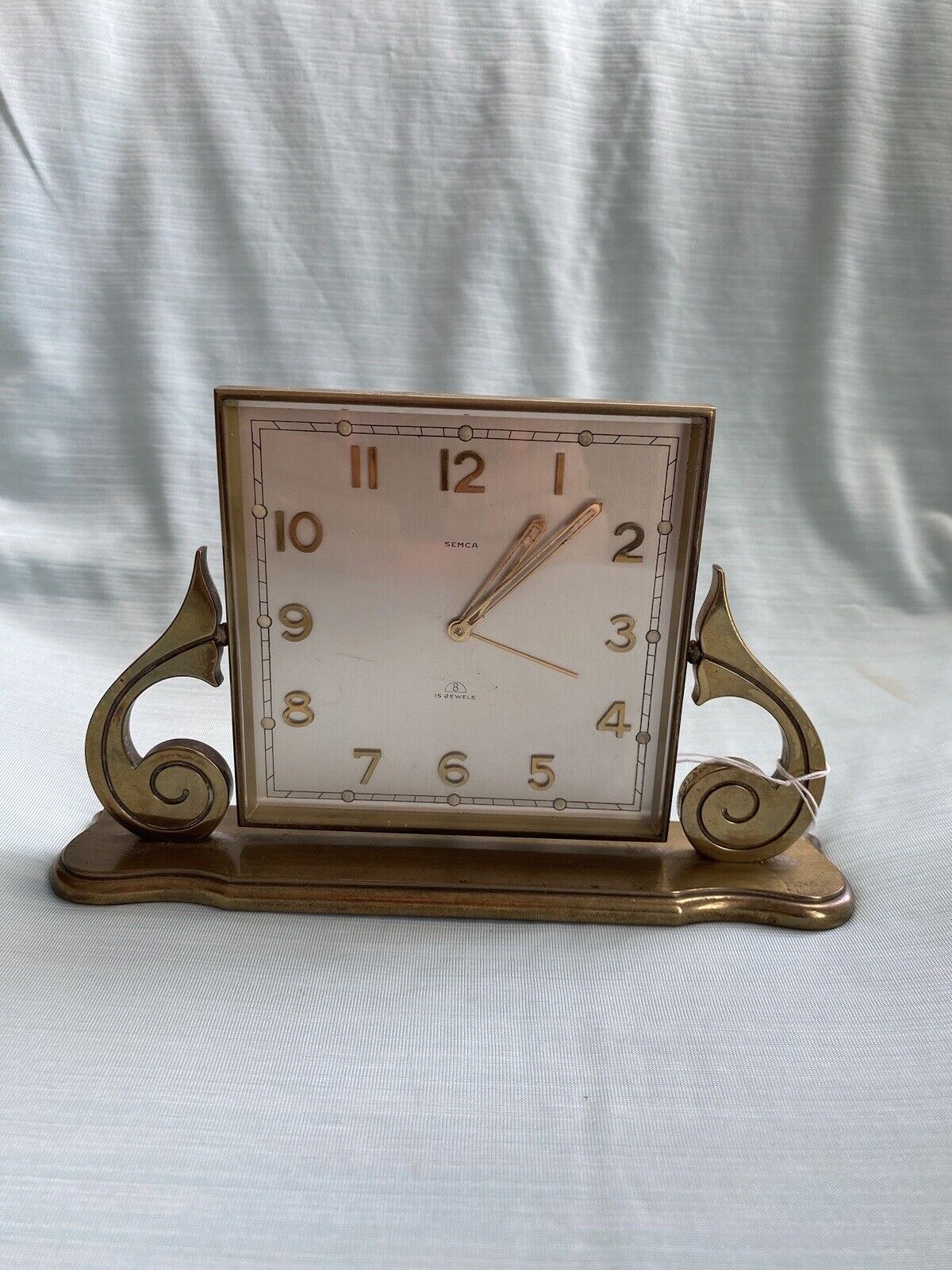 Vintage Elegant Semca 8 Days 15 Jewels Swiss Made Desk Clock Working