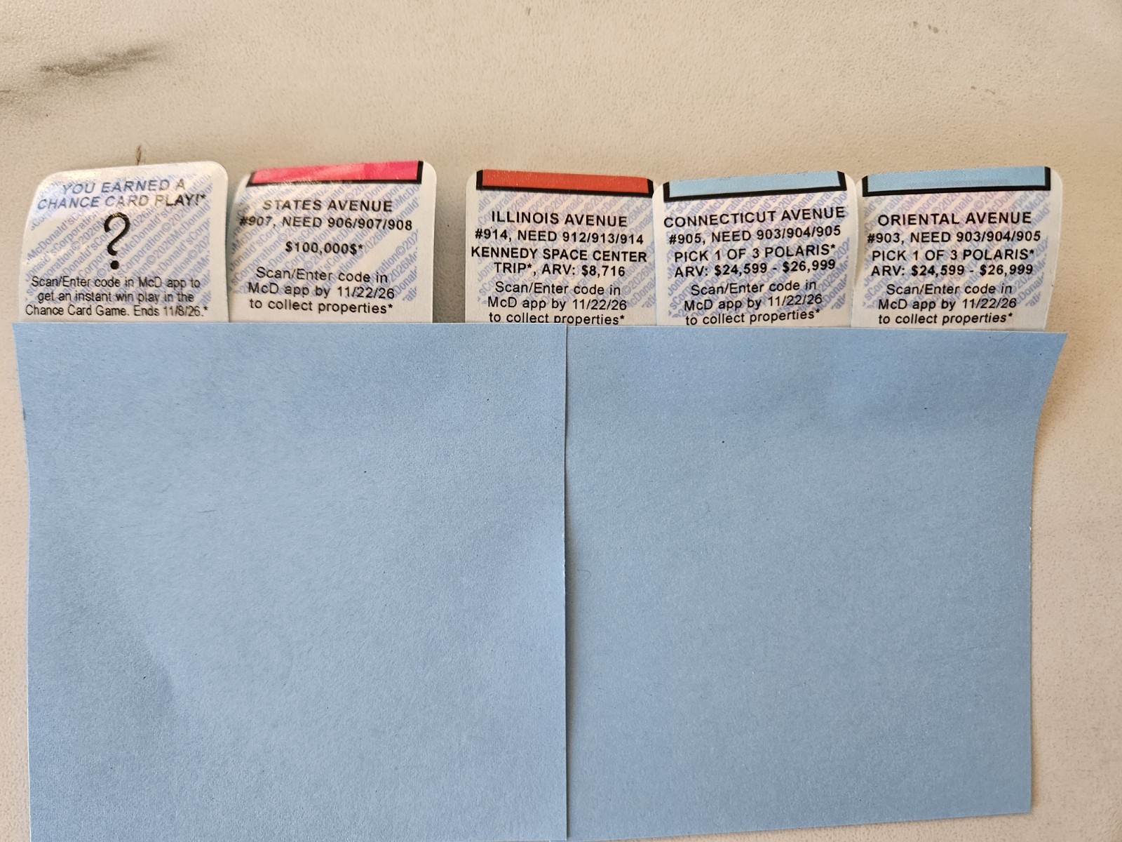 McDonald’s Monopoly Game Pieces 2026 Chance States Illinois Oriental Connecticut