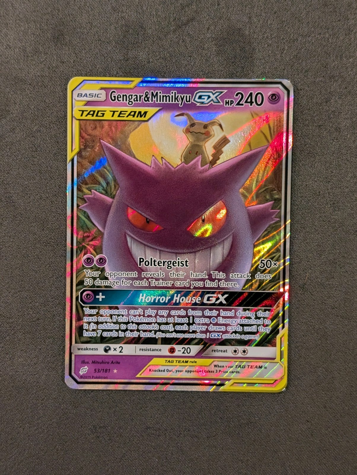 Pokémon TCG Gengar & Mimikyu GX 53/181 Team Up TAG TEAM GX Holo English