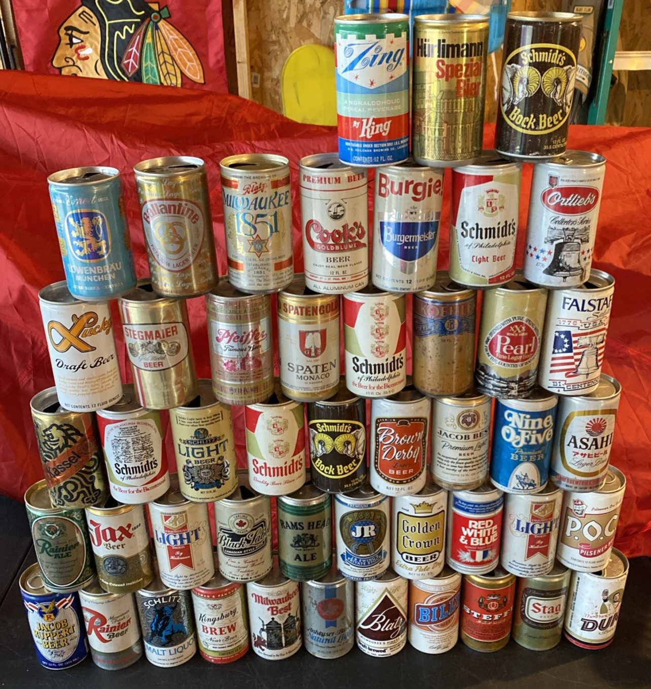 Aluminum Beer Cans - Mixed Lot of 48 - Pull Tabs - Several Opened from Bottom