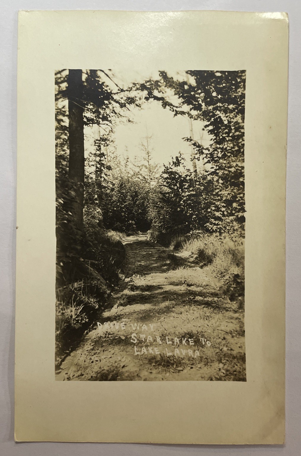 1914 RPPC Star Lake Wisconsin Drive way Lake Laura