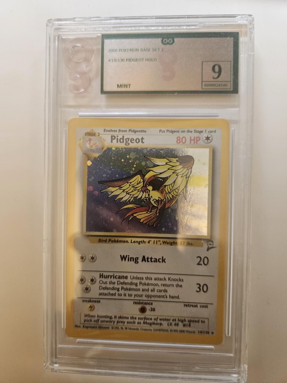 Pokémon Pidgeot Base Set 2 14/130 Holo Unlimited Rare *GRADED 9* ONLY GRADED(OG) Pokémon Pidgeot Base Set 2 14/130 Holo Unlimited Rare *GRADED 9* ONLY GRADED(OG)