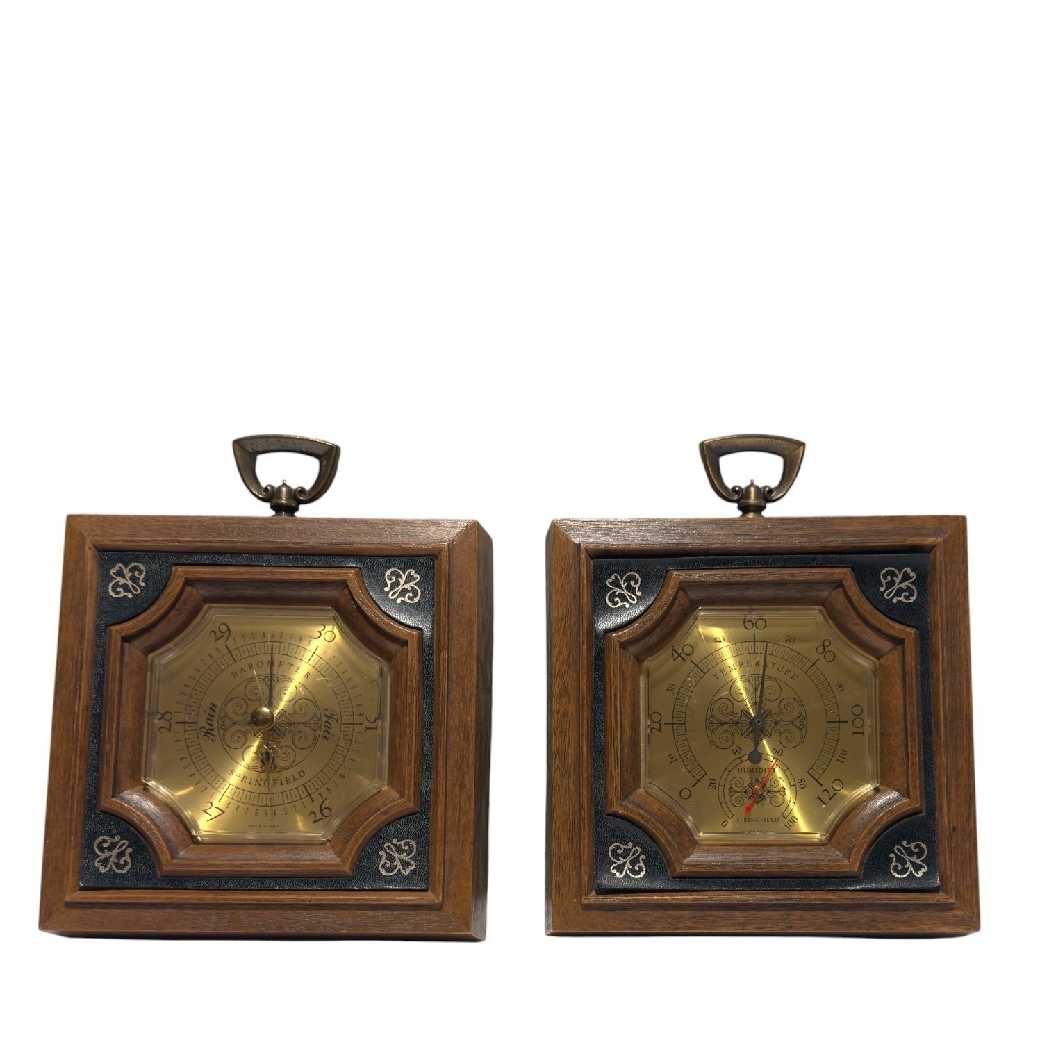 Springfield Weather Station Set Barometer Thermometer Humidity Wall Vintage MCM