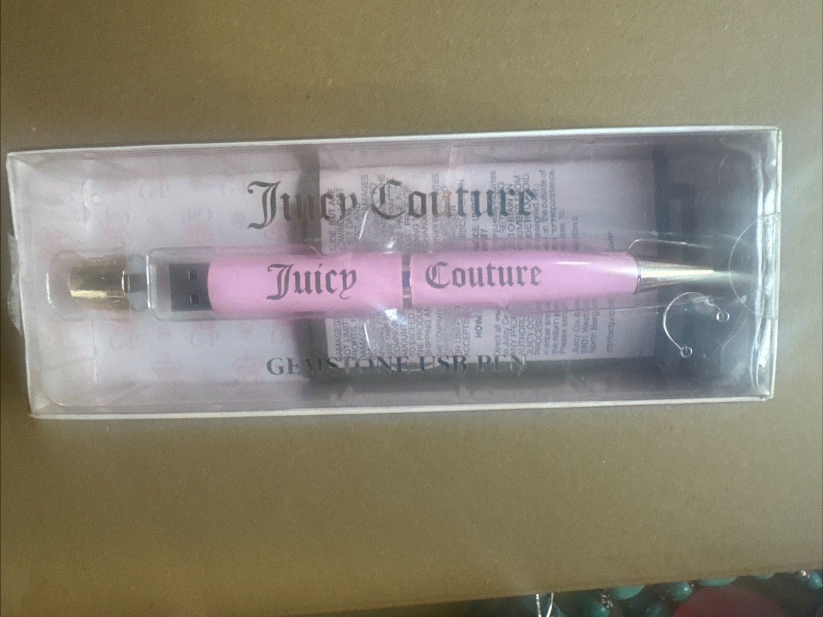Rare Retro Juicy Couture USB Silver Crystal Pen New In Box