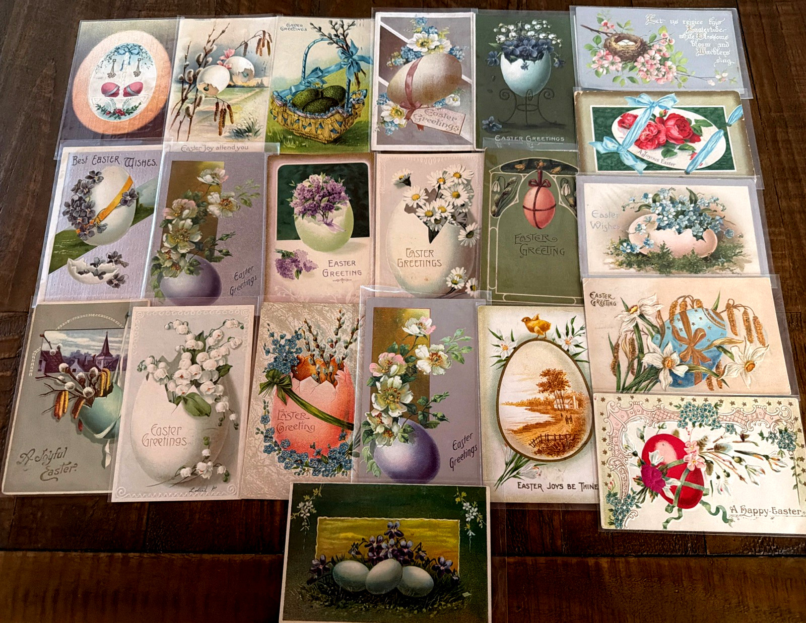 LOT of  20~Vintage Antique~Easter POSTCARDS with EASTER EGGS & Flowers-eggs-s575