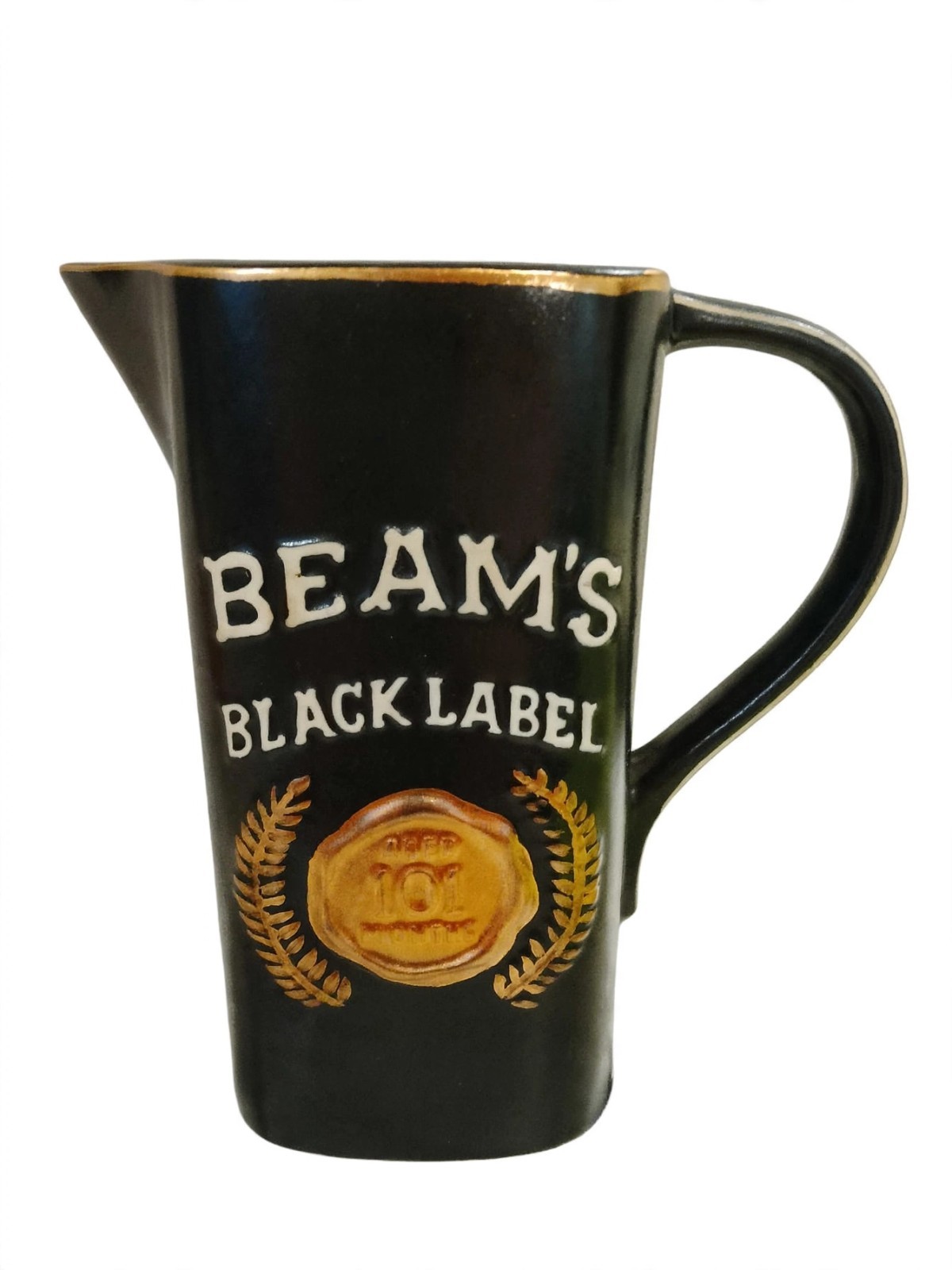 Vintage Beam’s Black Label Quart Pitcher 1983 Regal China 7 1/4\
