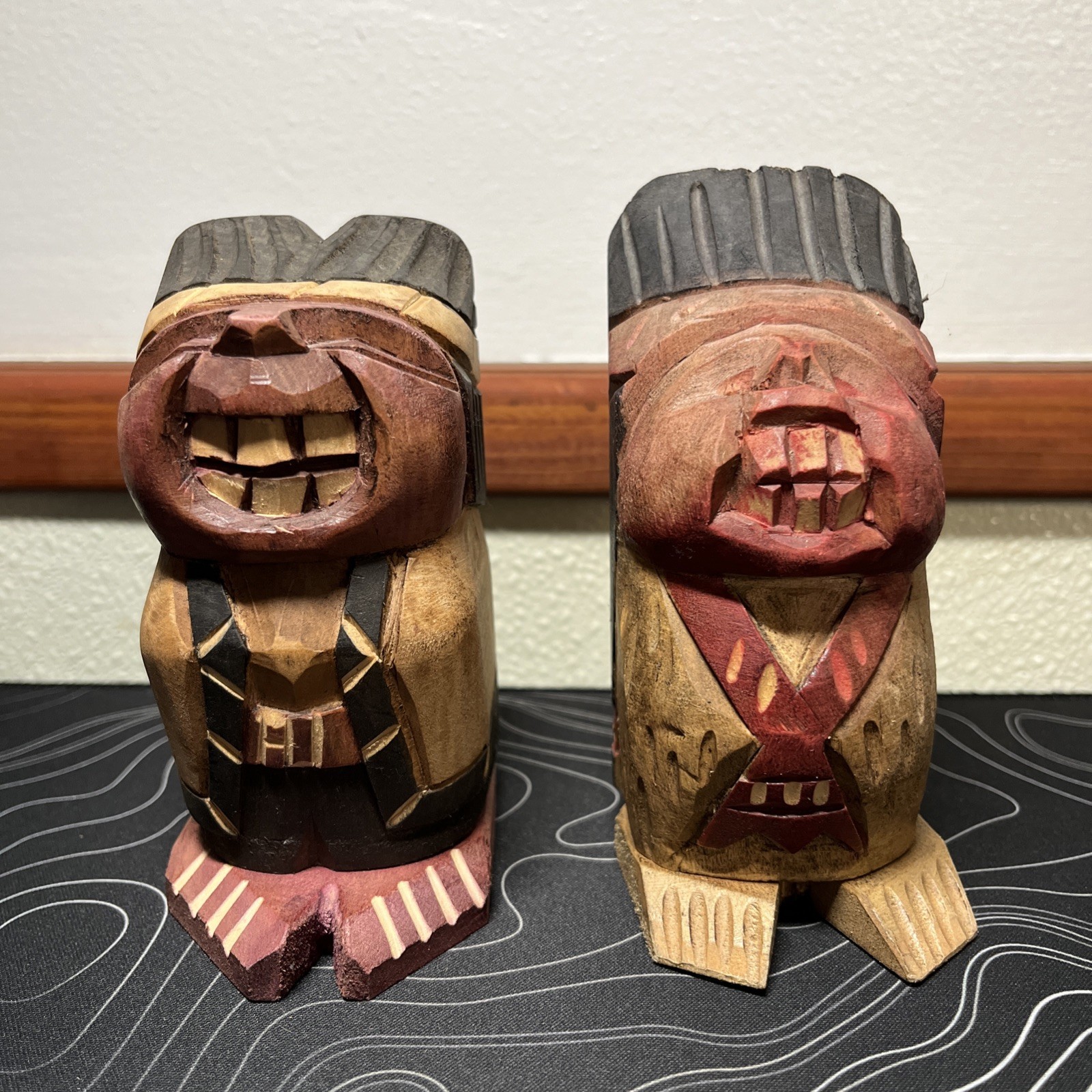 Vintage Chilean INDIO PICARO Hand-Crafted  Carved Wood, Male & Female 5