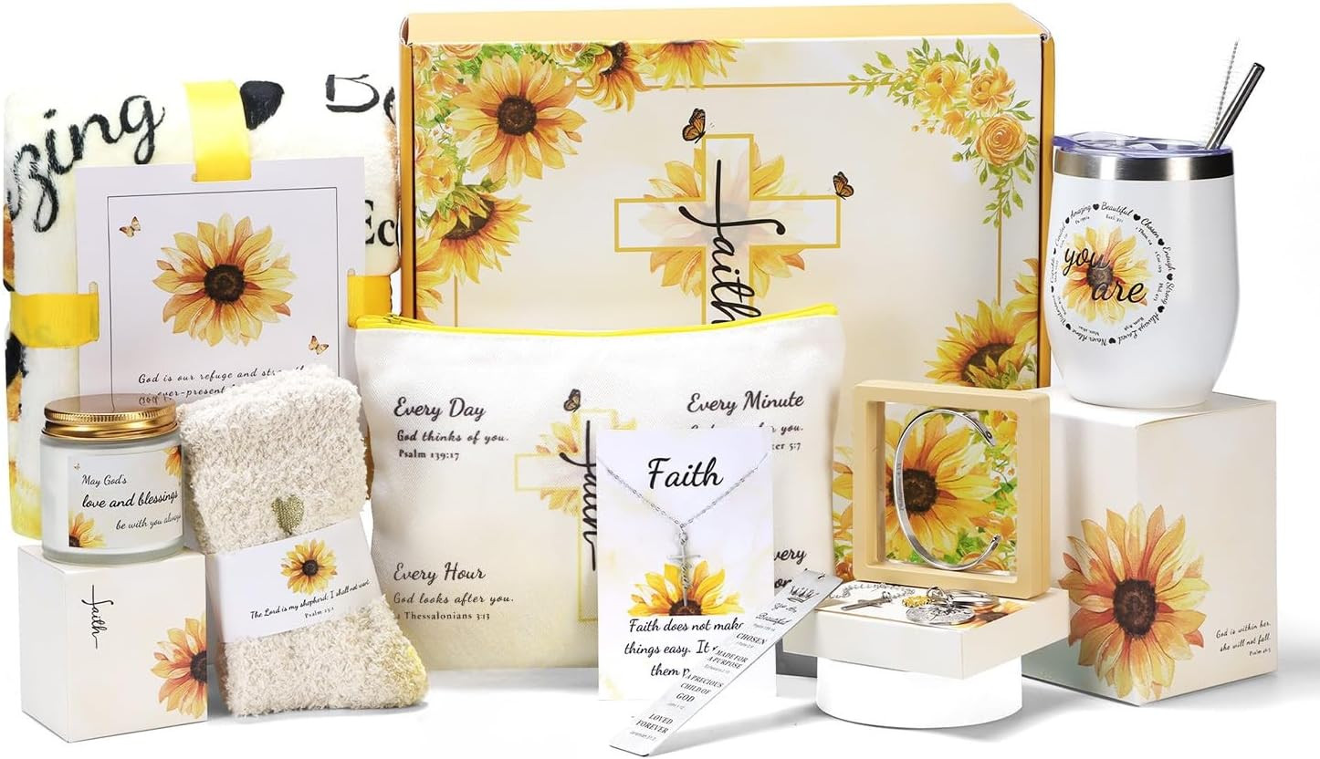 Christian Sunflower Gifts for Women,11Pc Religious Faith Inspirational Catholic Christian Sunflower Gifts for Women,11Pc Religious Faith Inspirational Catholic
