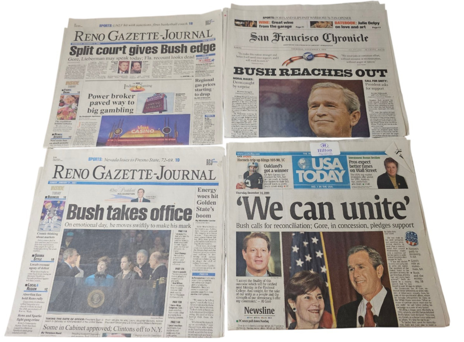 4 Vtg President Bush Newspaper USA San Francisco Chronicle Reno 2000 2001 2004