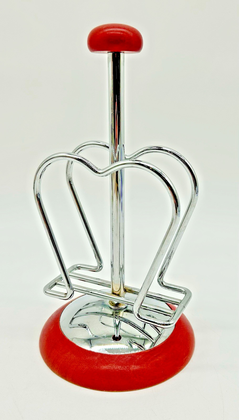 Vintage Tutto Casa Red Wood And Chrome Napkin Menu Holder MCM