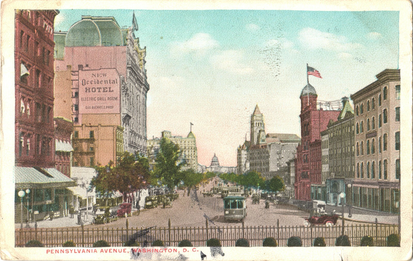 Washington DC Pennsylvania Ave Occidental Hotel Streetcar View 1915 Postcard Washington DC Pennsylvania Ave Occidental Hotel Streetcar View 1915 Postcard