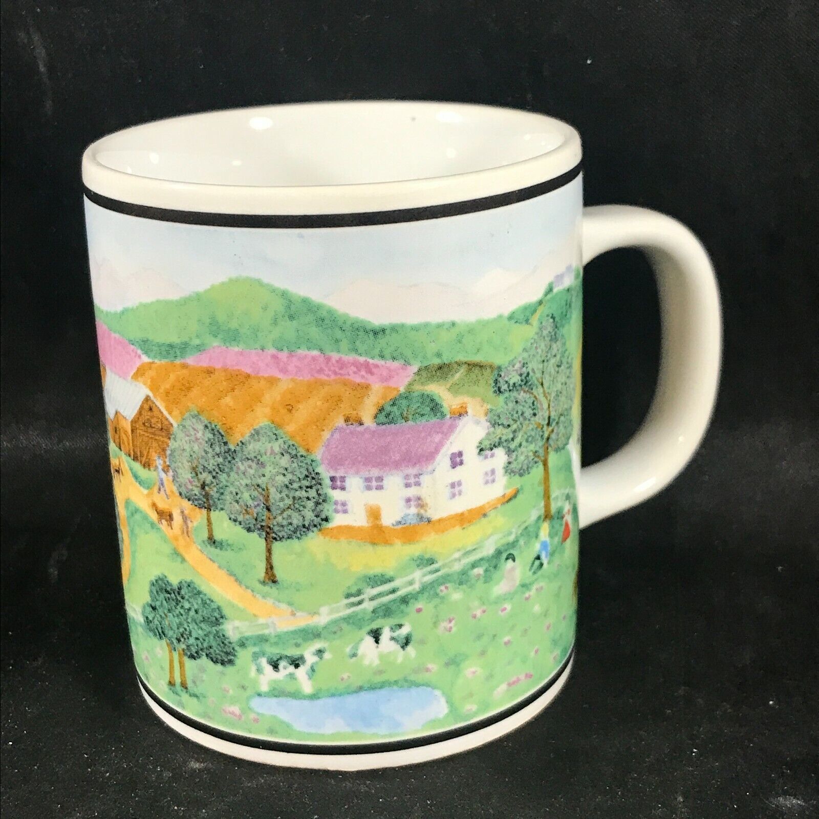 Vintage TAKAHASHI Pastoral Country Scene Coffee Mug