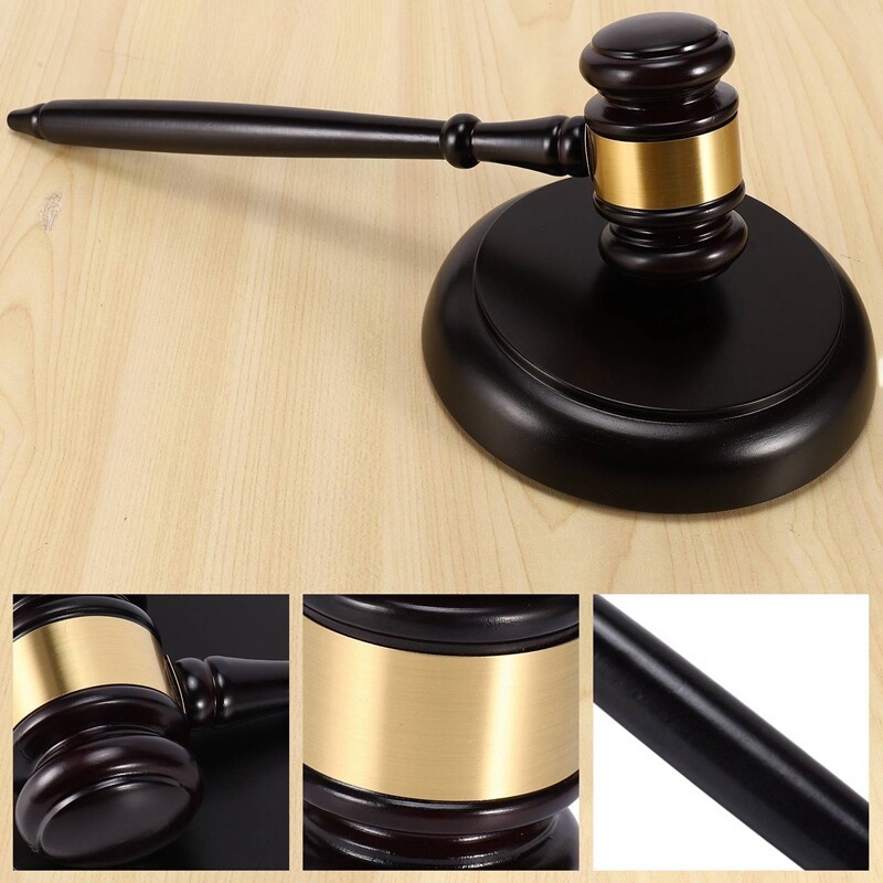Wooden Gavel Hammer & Sound Block Set Mallet for Lawyer Judge Auction Sale New