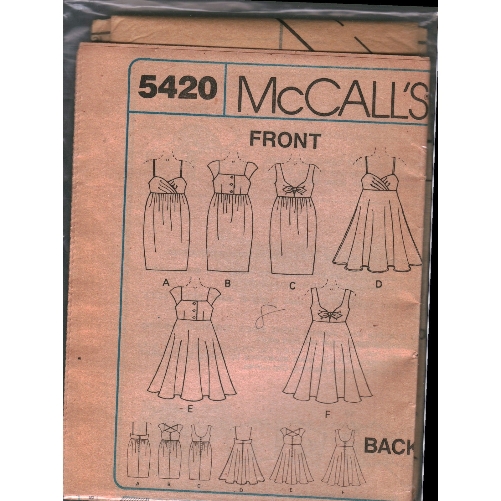 Vintage McCall\'s 5420 Misses Dress Sewing Pattern 6 Styles Slim Full Skirt 1970s Vintage McCall\'s 5420 Misses Dress Sewing Pattern 6 Styles Slim Full Skirt 1970s
