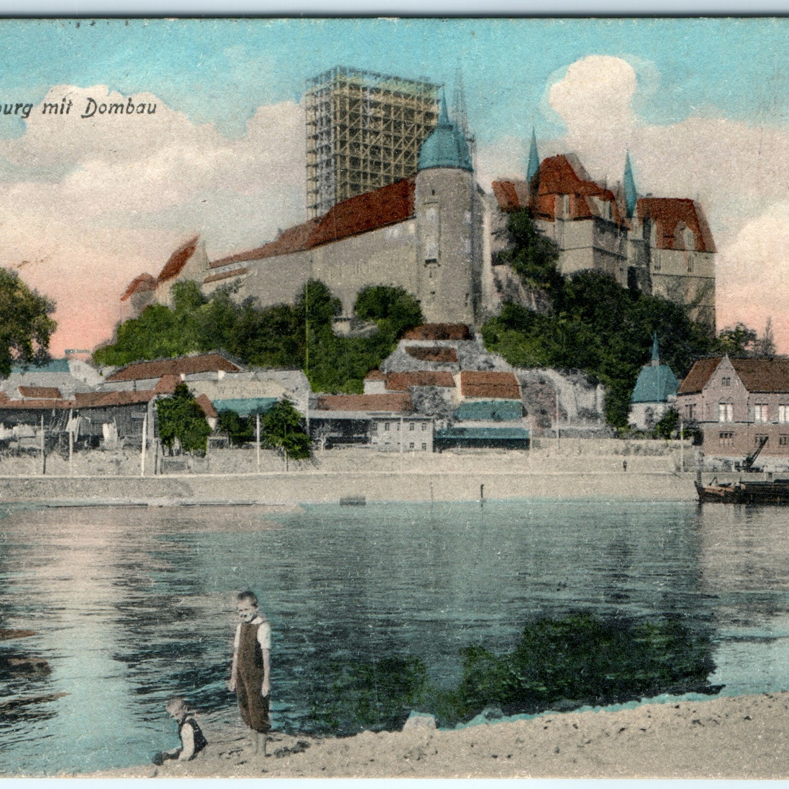 c1900s Meissen Germany Castle Postcard Albrechtsburg Cathedral Scaffolding Elbe