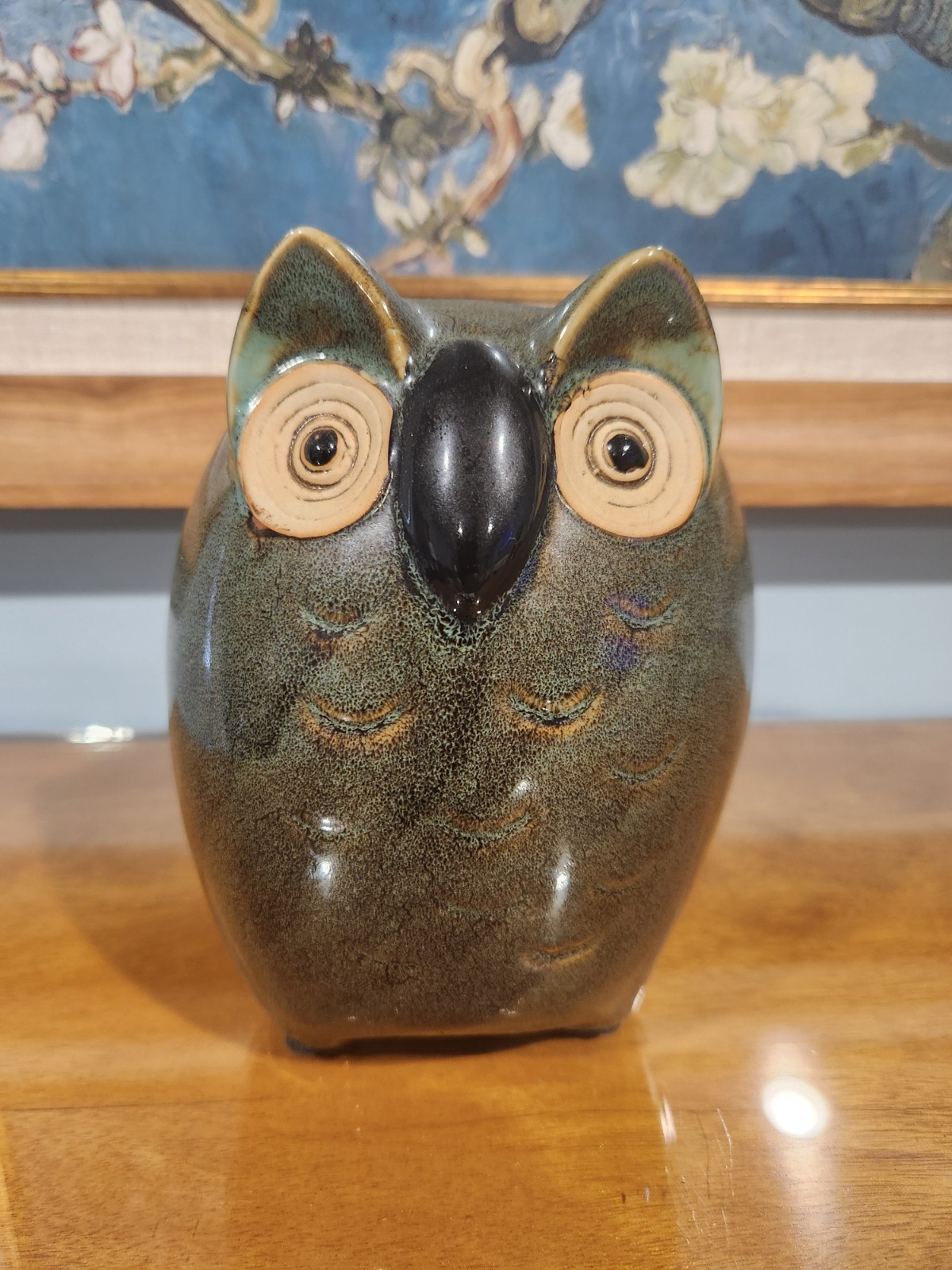 MCM Green Ceramic Pottery Owl